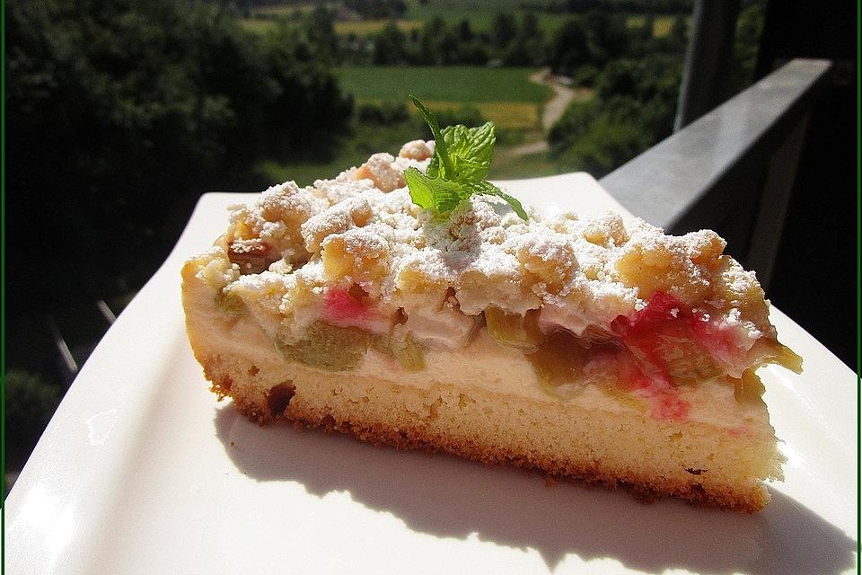 Rhabarberkuchen mit Vanillecreme und Streusel - Einfach Nur Lecker