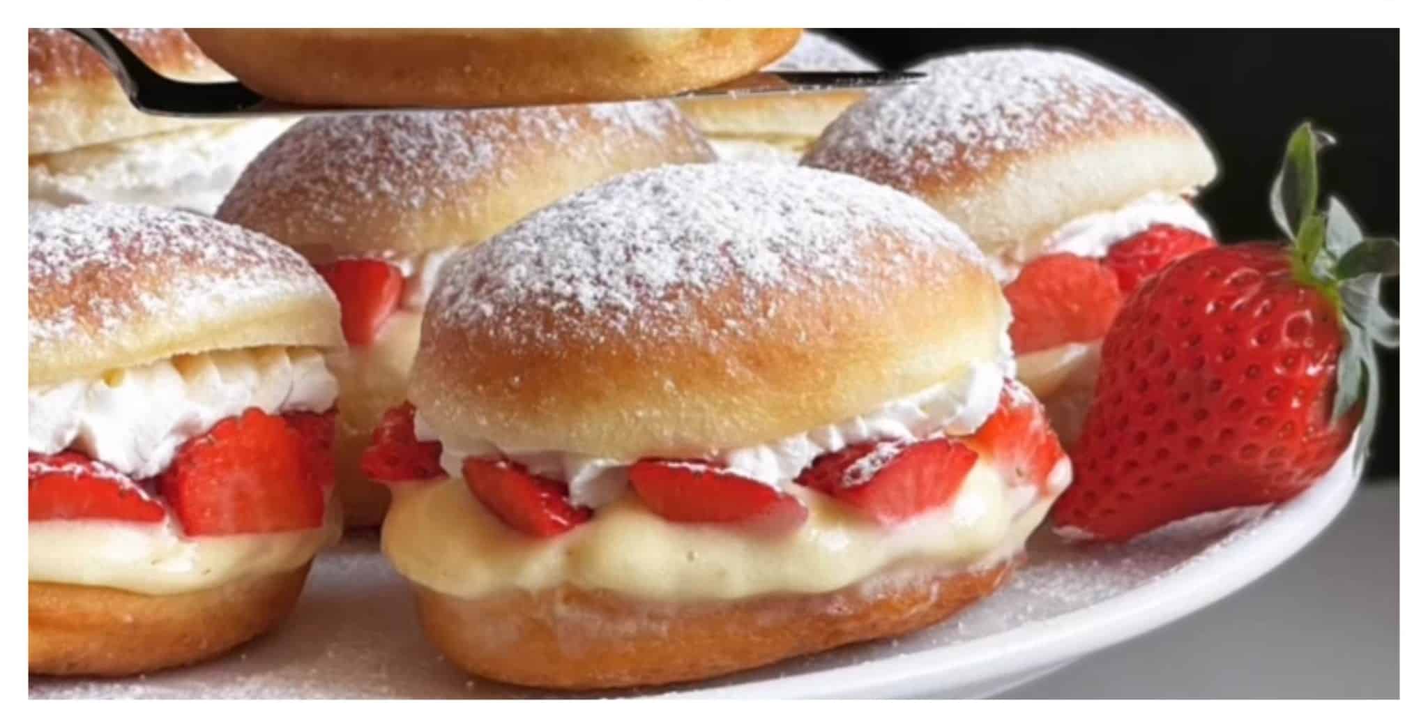 Unvergleichlich gut: Gefüllte Krapfen mit Erdbeeren und Vanillecreme ...