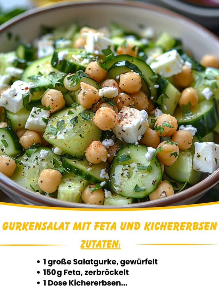 Gurkensalat mit Feta und Kichererbsen - Einfach Nur Lecker